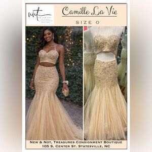 Camille La Vie Beige 2 Piece Gown in 0